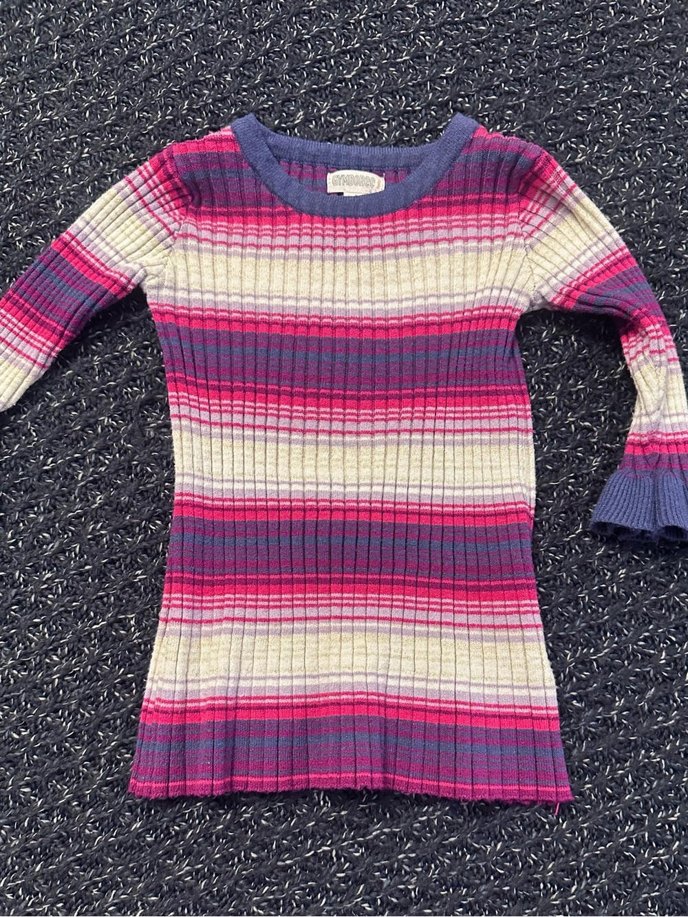 Gymboree Striped Rib Knit Sweater Dress Bell Sleeves 6-12M